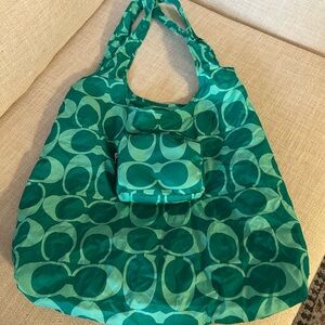 Coach Green Patterned Tote Bag